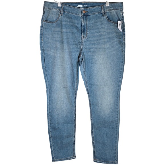 Old Navy Plus Size 18 Blue Denim Mid Rise Super Skinny Jeans Womens NWT - Picture 1 of 9